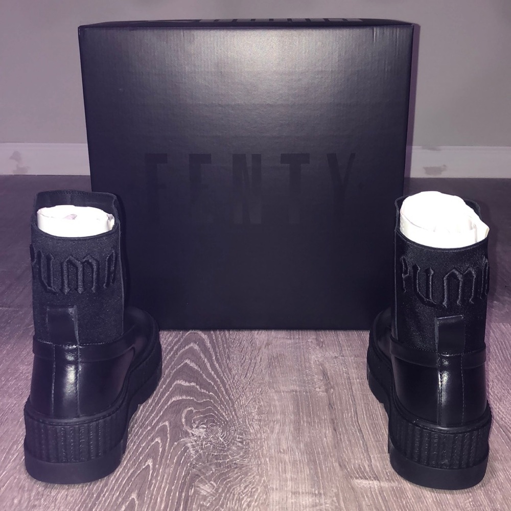 FENDI PUMA RIHANNA BLACK LEATHER BOOTS